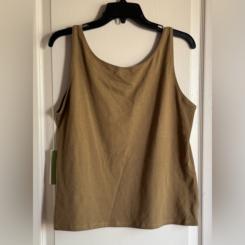 Eileen Fisher Olive/Tan Organic Cotton Tank Top NEW Large - Picture 2 of 2